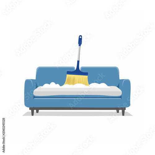 Blue beach chair with yellow umbrella 3D render