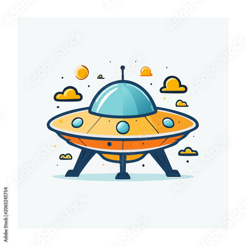 Flying saucer icon flat design