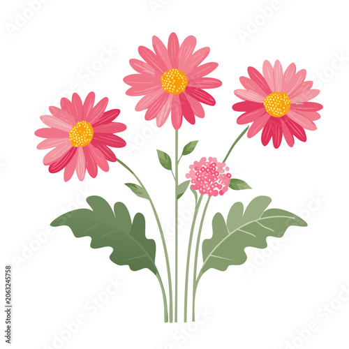 Flat design vector daisy bouquet isolated