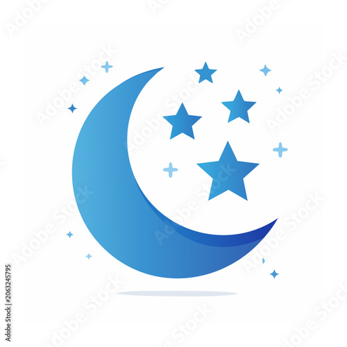 Smiling crescent moon with stars vector