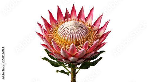Detailed pink king protea flower bloom as PNG asset