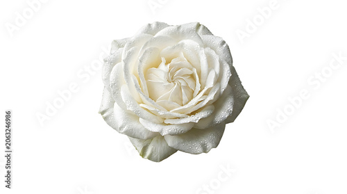 Single white rose blossom with botanical, delicate as transparent object