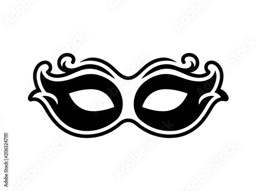 A very stylish fashionable and nice black masquerade mask with white outline