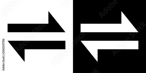 Tableau sur toile Exchange arrows icon in solid style representing data transfer, synchronization, swap action, communication and bidirectional flow