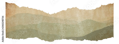 Foto PNG Abstract torn paper landscape texture in earthy muted tones, transparent bac