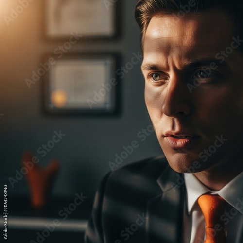 Concentrated Businessman Deep In Thought Considering Strategic Decisions Carefully