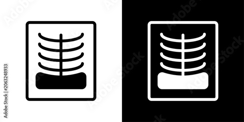 Foto X-ray icon in solid fill style showing chest radiography image, representing medical imaging, radiology, diagnostics, healthcare examination and screening