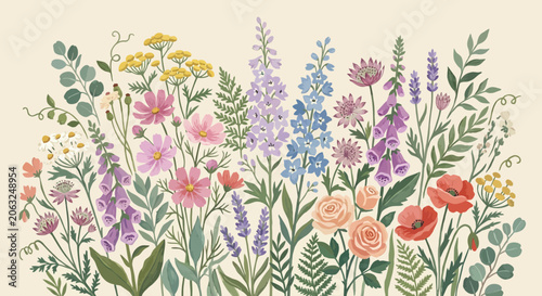 Watercolor Wildflower Meadow Illustration