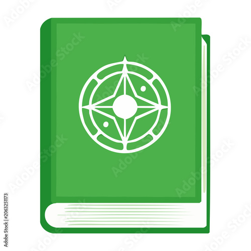 Green book with compass symbol on cover