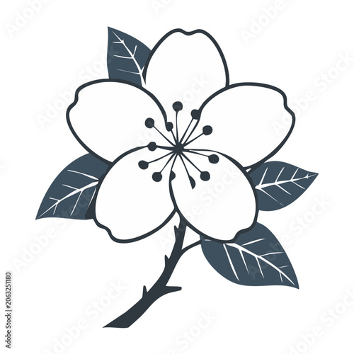 Minimalist Cherry Blossom Line Art Illustration