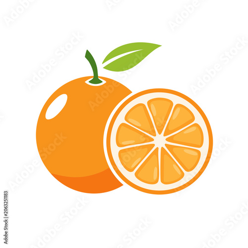 Orange and Slice Flat Design Illustration