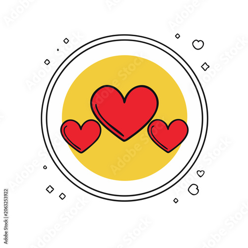 Flat design heart with sun rays
