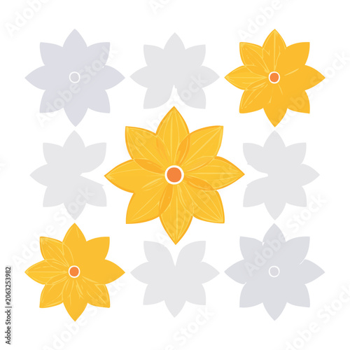 Flat design sun and star vector illustration