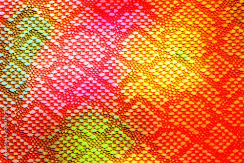 Neon Orange Red Reptile Scale Texture with Rainbow Gradient Exotic Leather Pattern