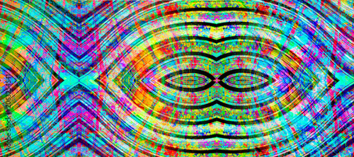 Bright neon kaleidoscope symmetrical abstract background