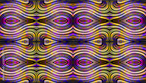 Colorful Psychedelic Symmetrical Wave Pattern Abstract Neon Background