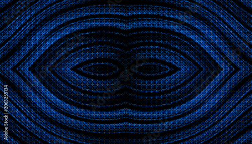 Blue Neon Curved Wave Lines Glowing Grid Texture Dark Background