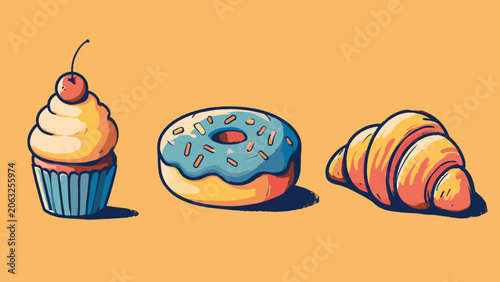 Assorted Pastries and Donuts on a Flat Surface.