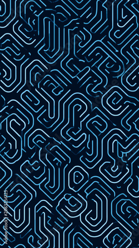 Abstract Geometric Pattern with Intricate Lines and Maze Design.