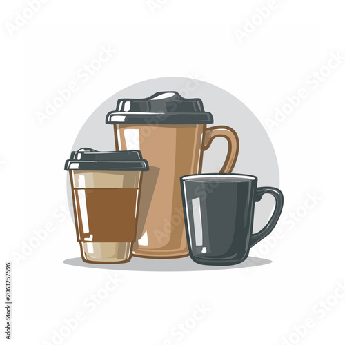 Cartoon coffee cup with beans and froth