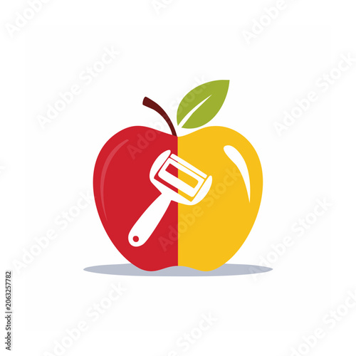 Flat design strawberry icon with ribbon bow