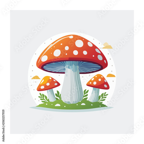 Red cartoon crab with bamboo and water