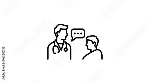 Doctor consultation, medical advice, patient discussion, healthcare icon