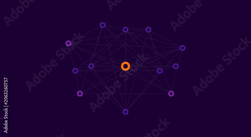 Fotografie Network connection visualization with central node