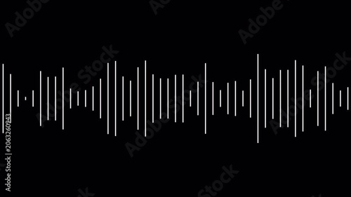 Audio wave visualization on a transparent background, digital sound wave and frequency level display, audio waveform spectrum animation, Audio Equalizer Background Animation in 4k.