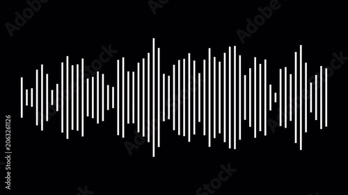 Audio wave visualization on a transparent background, digital sound wave and frequency level display, audio waveform spectrum animation, Audio Equalizer Background Animation in 4k.