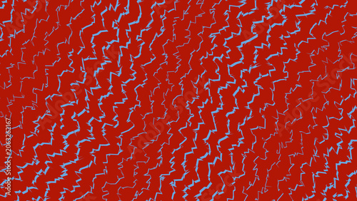 Tableau sur toile Vibrant red background with intricate blue zigzag pattern design