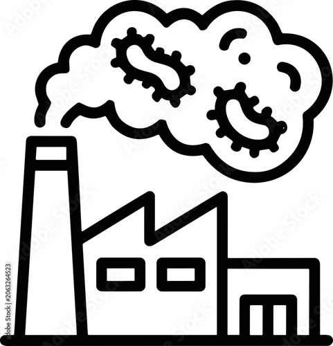 Obraz na plátně Factory chimney emitting smoke with bacteria, symbolizing pollution and contamin