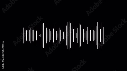 Audio wave visualization on a transparent background, digital sound wave and frequency level display, audio waveform spectrum animation, Audio Equalizer Background Animation in 4k.