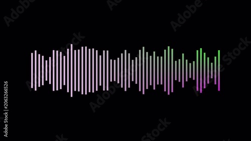 Audio wave visualization on a transparent background, digital sound wave and frequency level display, audio waveform spectrum animation, Audio Equalizer Background Animation in 4k.