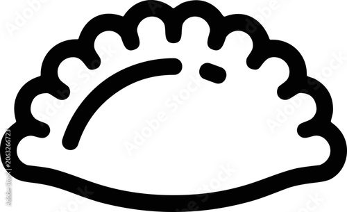 Simple Line Art Icon of a Pierogi or Dumpling