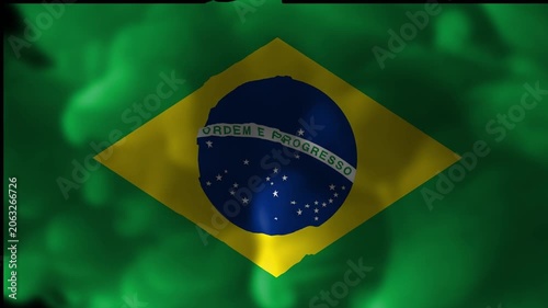 Waving Brazilian flag animation loop with green background, national symbol, patriotism, South America, banner, website element