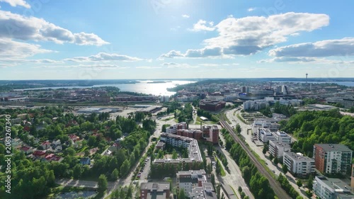 Summer City View in Finland with Modern Infrastructure