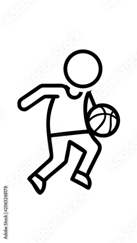 Children's basketball team in action, vector illustration