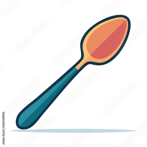 Flat design spoon icon with teal handle and orange-red bowl
