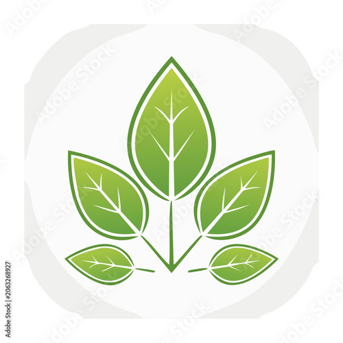 Green leaves icon in flat design style