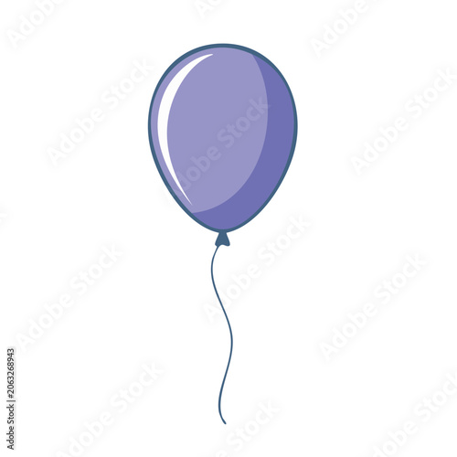 Purple balloon with string on transparent background