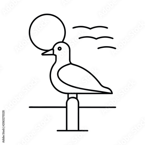  Coastal Seagull Sunset Logo Vector Design