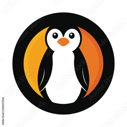Penguin Badge Logo Minimal Vector Design