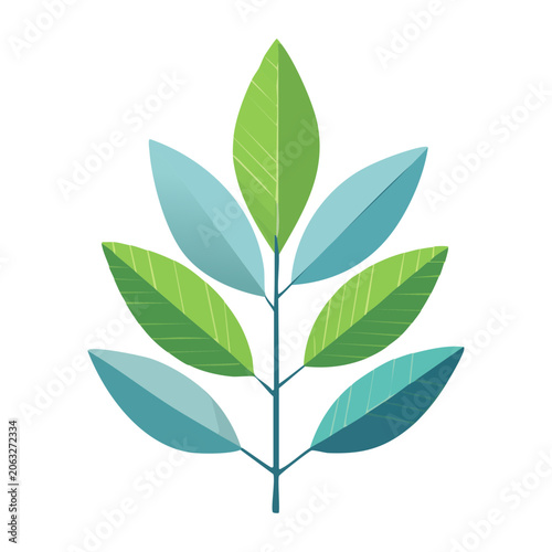Flat design leaf branch illustration