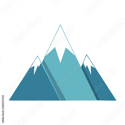 Flat design mountain range with snow peaks