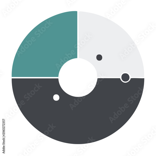 Flat design pie chart icon with segments and dots
