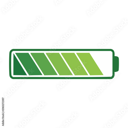 Green battery power icon with charge level