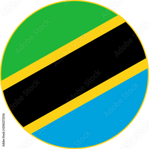 Round Tanzania Flag Vector Icon Circular Tanzanian Flag Button Element