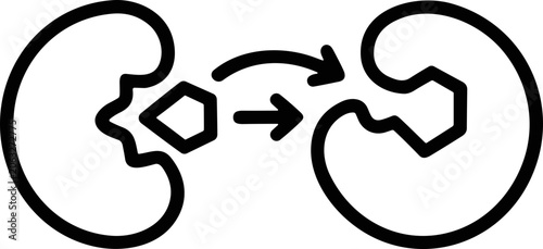 Schilderij op canvas Enzyme and substrate binding in molecular biology, abstract icon