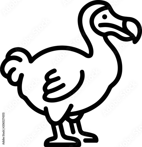 Schilderij op canvas Dodo Bird Icon Illustration: Extinct Animal Line Art